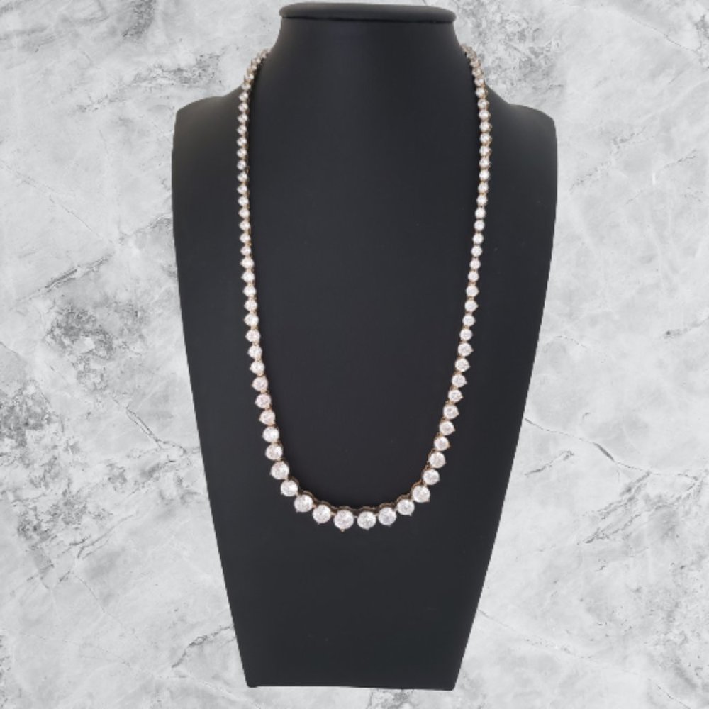 18K Silver Diamonart Graduated Stone 17.5" Necklace